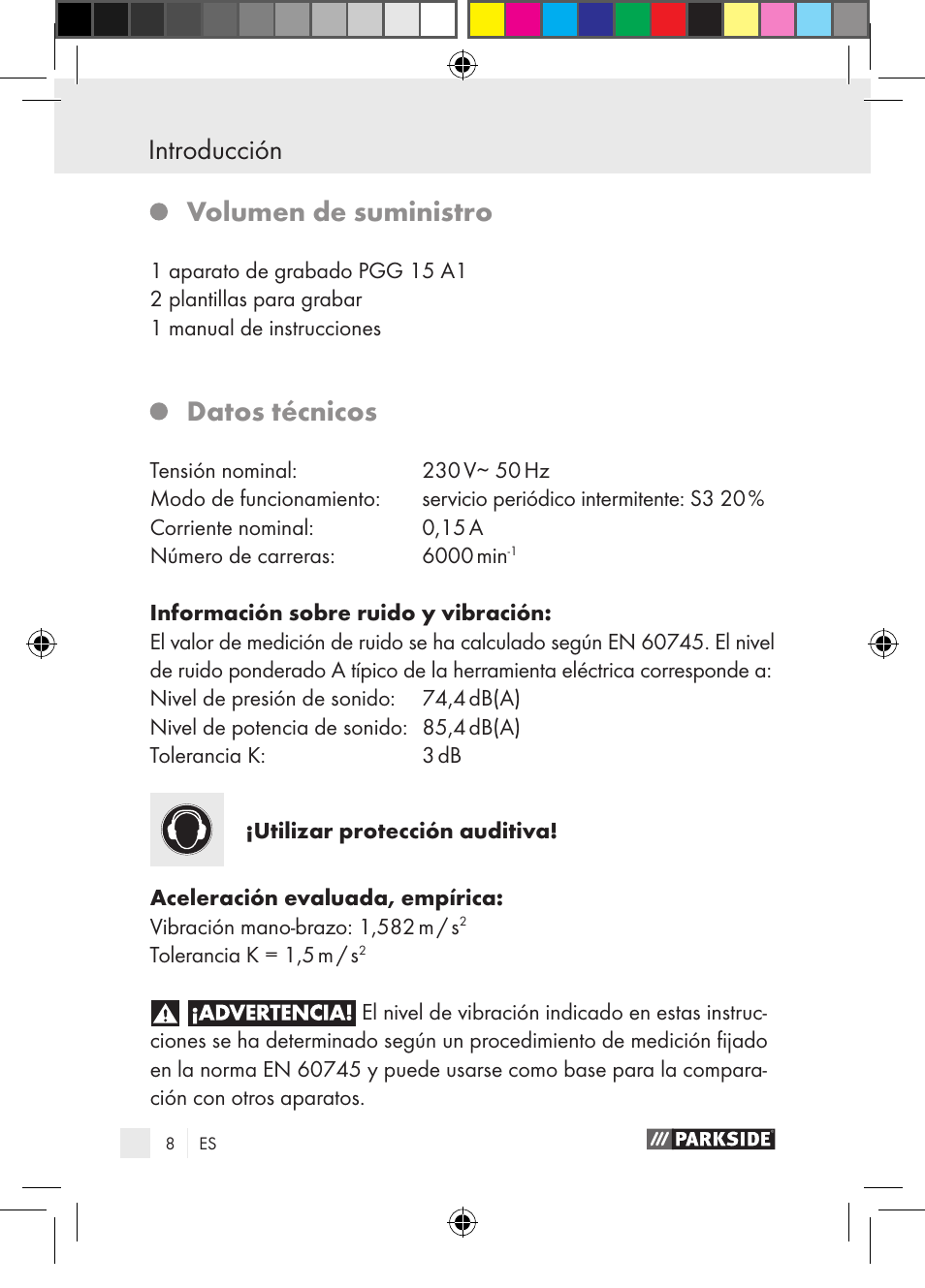 Introducción, Volumen de suministro, Datos técnicos | Parkside PGG 15 A1 User Manual | Page 8 / 85
