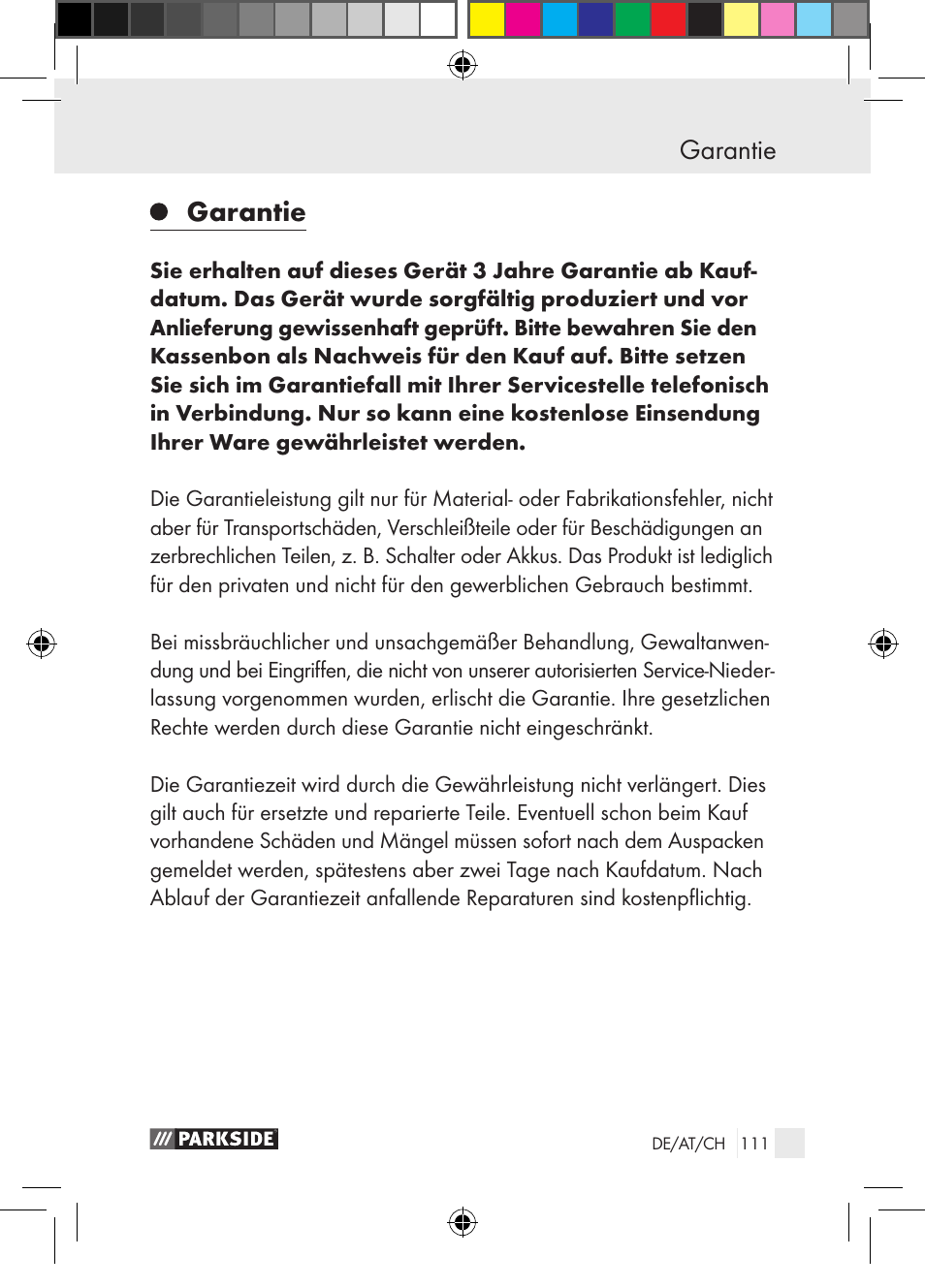 Garantie | Parkside PGG 15 A1 User Manual | Page 111 / 115