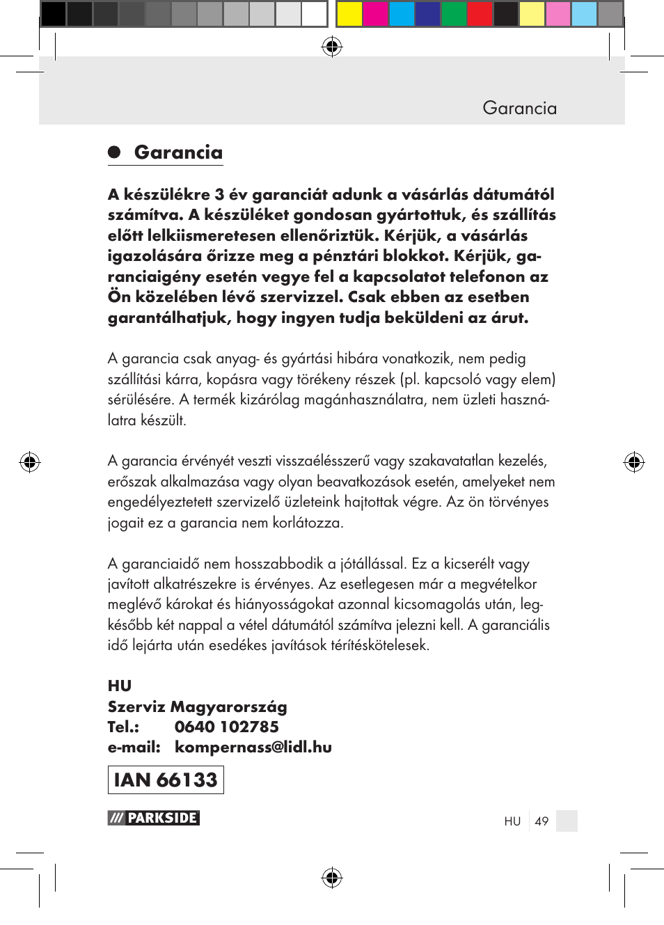 Garancia | Parkside PGG 15 A1 User Manual | Page 49 / 115