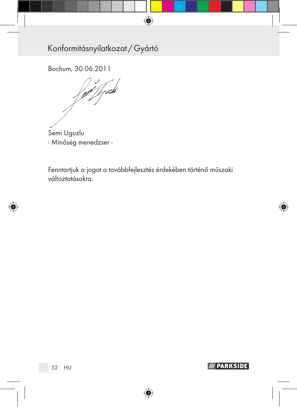 Konformitásnyilatkozat / gyártó kazalo | Parkside PGG 15 A1 User Manual | Page 52 / 115