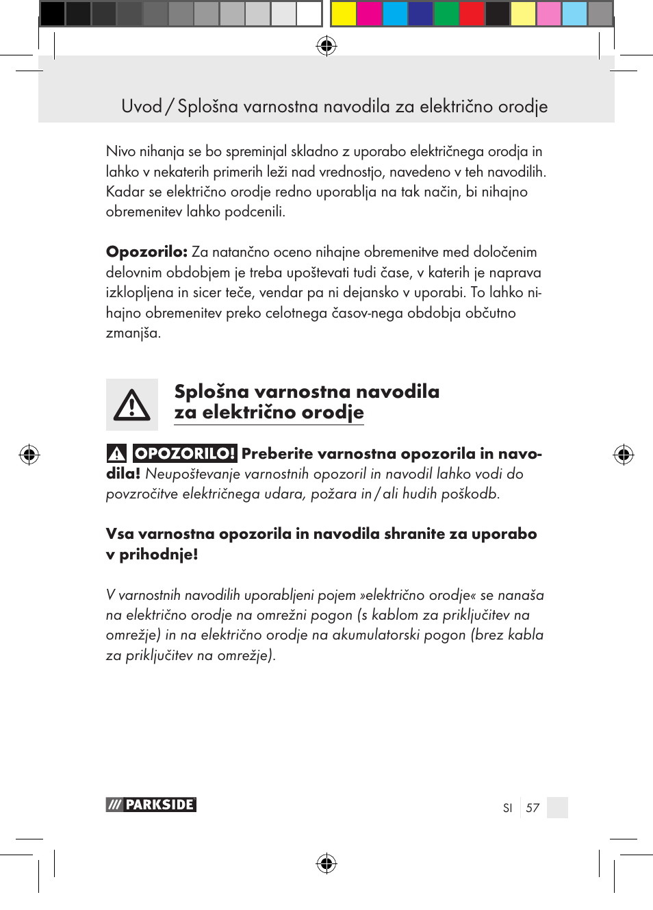 Splošna varnostna navodila za električno orodje | Parkside PGG 15 A1 User Manual | Page 57 / 115