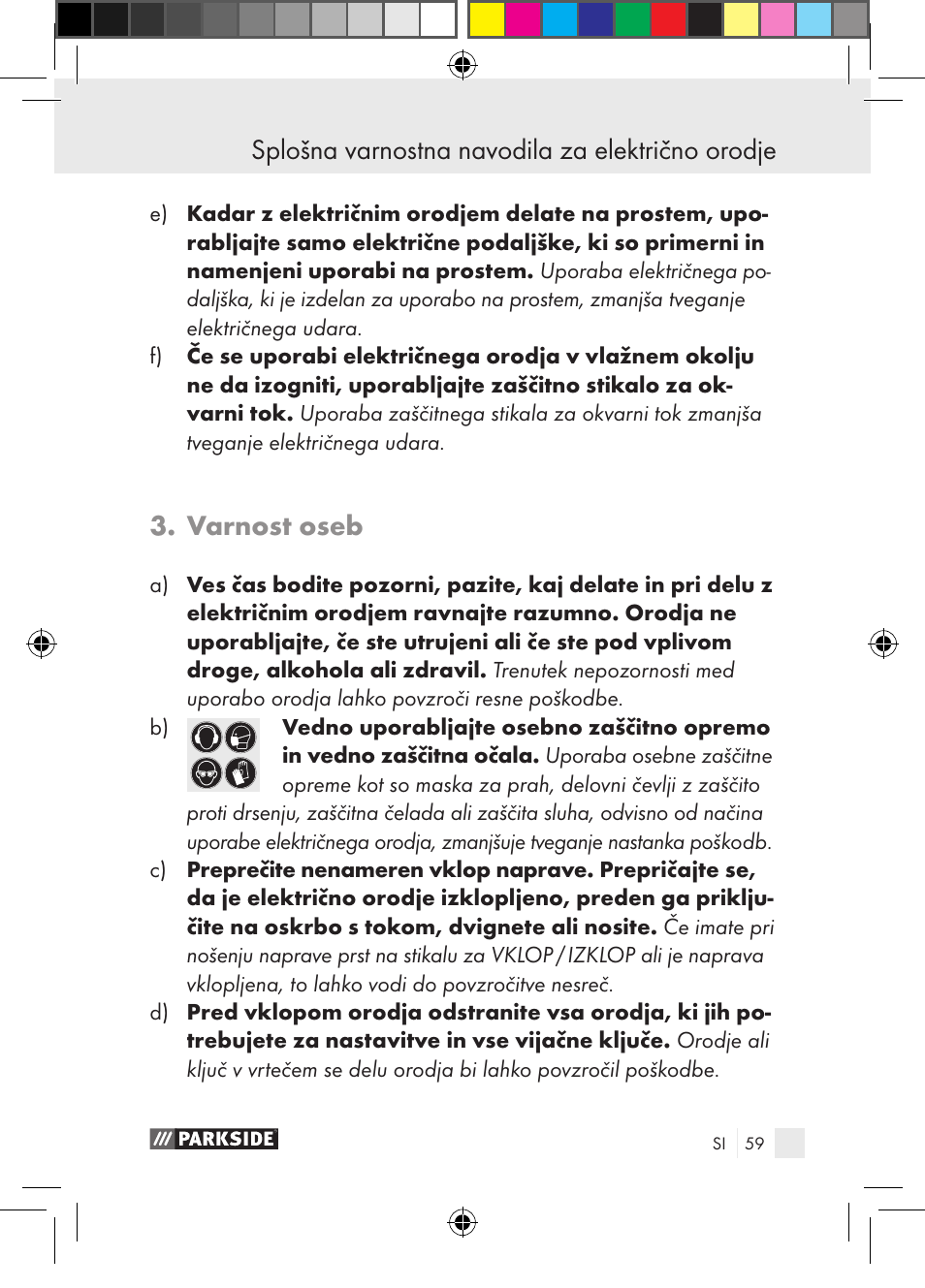 Splošna varnostna navodila za električno orodje, Varnost oseb | Parkside PGG 15 A1 User Manual | Page 59 / 115