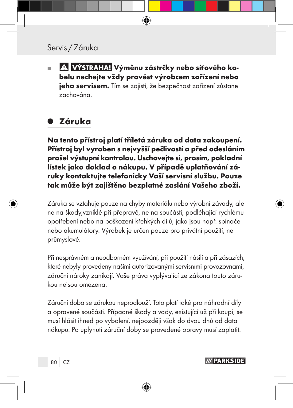Záruka | Parkside PGG 15 A1 User Manual | Page 80 / 115