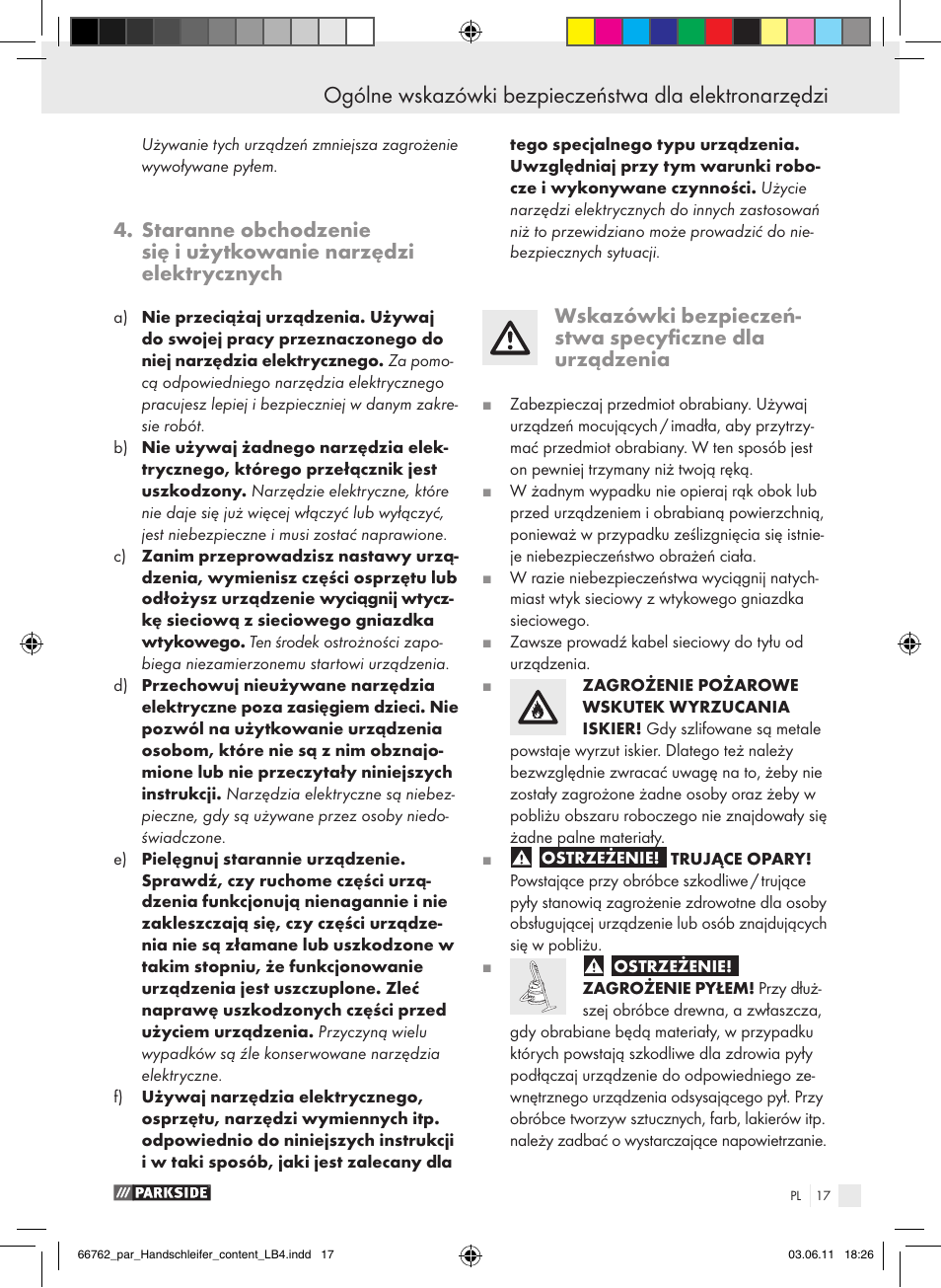 Parkside PHS 160 A1 User Manual | Page 18 / 67