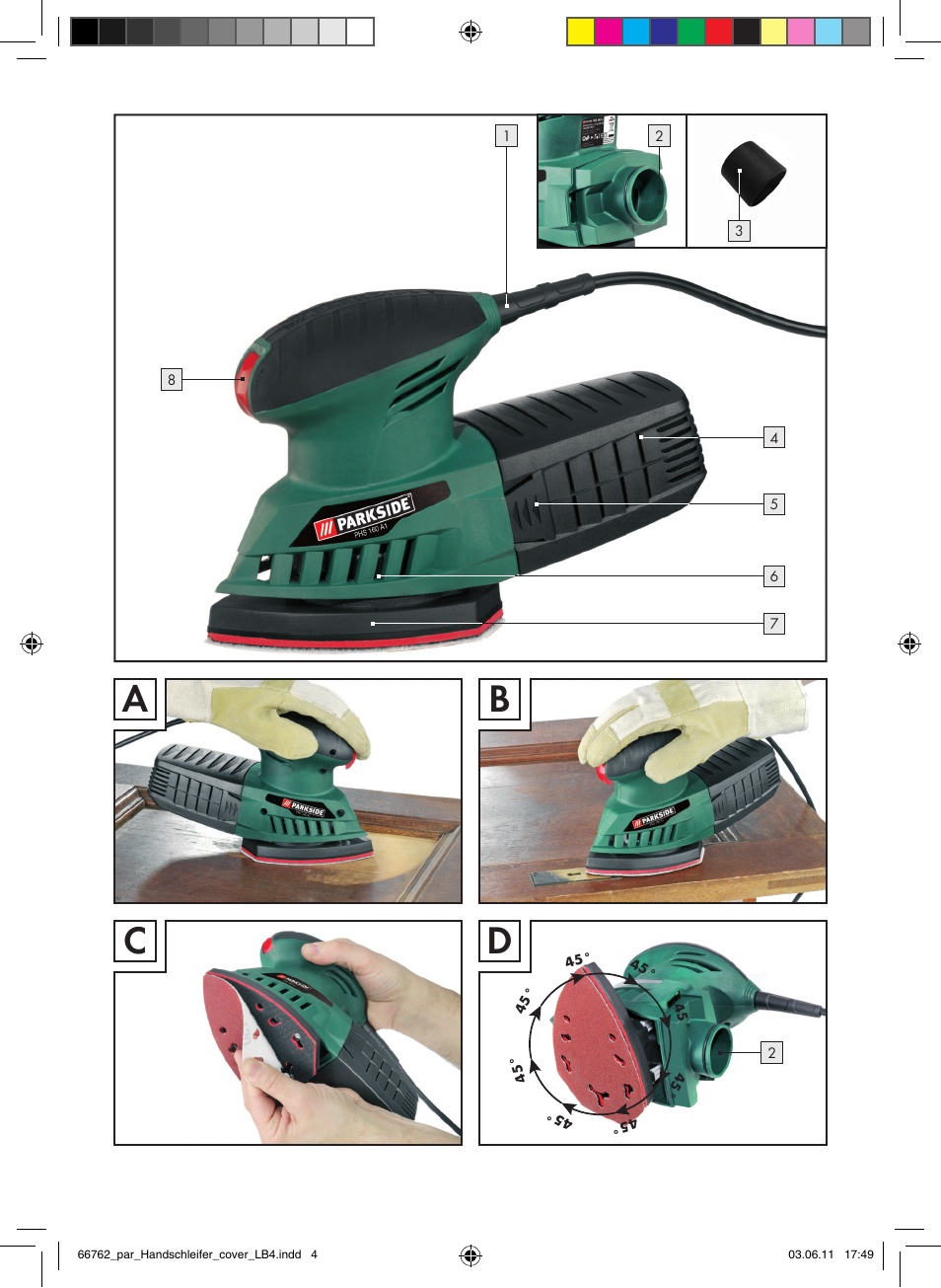 Ab c d | Parkside PHS 160 A1 User Manual | Page 3 / 67