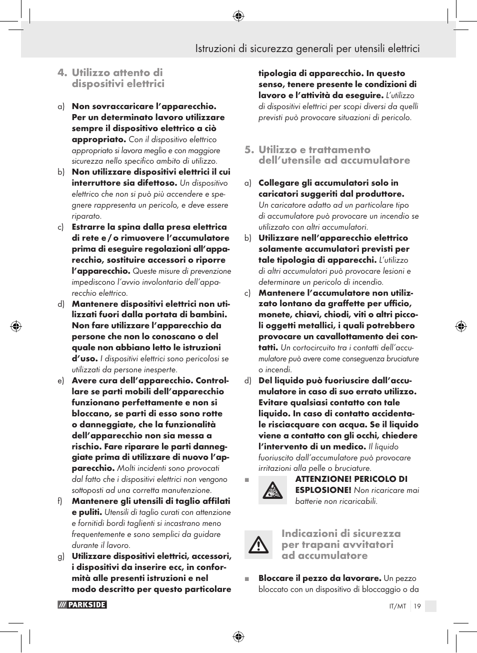 Utilizzo attento di dispositivi elettrici | Parkside PAS 3.6 A1 User Manual | Page 19 / 52