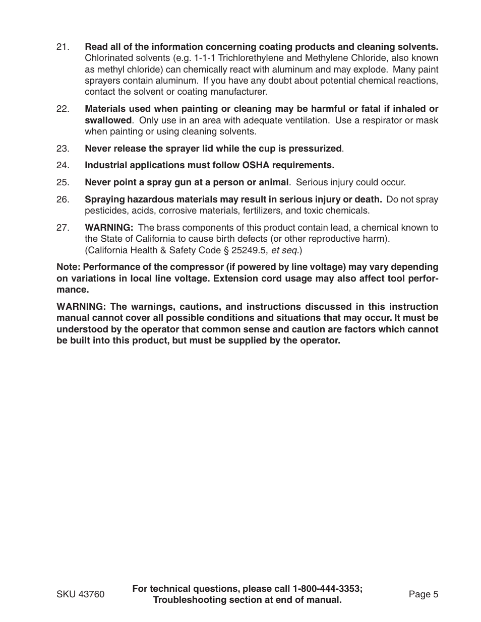 Harbor Freight Tools Central Pneumatic Paint Spray Gun 43760 User Manual | Page 5 / 16