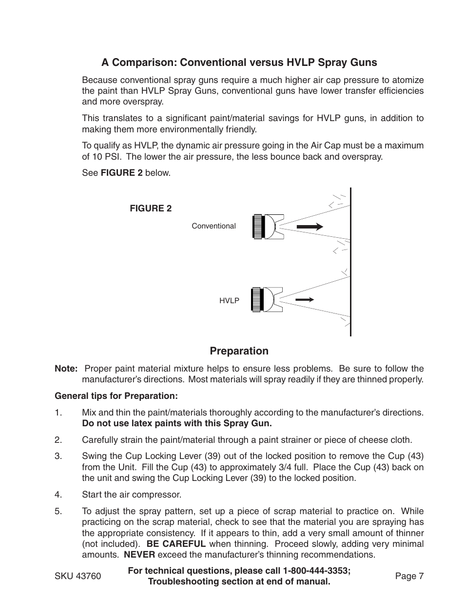 A comparison: conventional versus hvlp spray guns, Preparation | Harbor Freight Tools Central Pneumatic Paint Spray Gun 43760 User Manual | Page 7 / 16