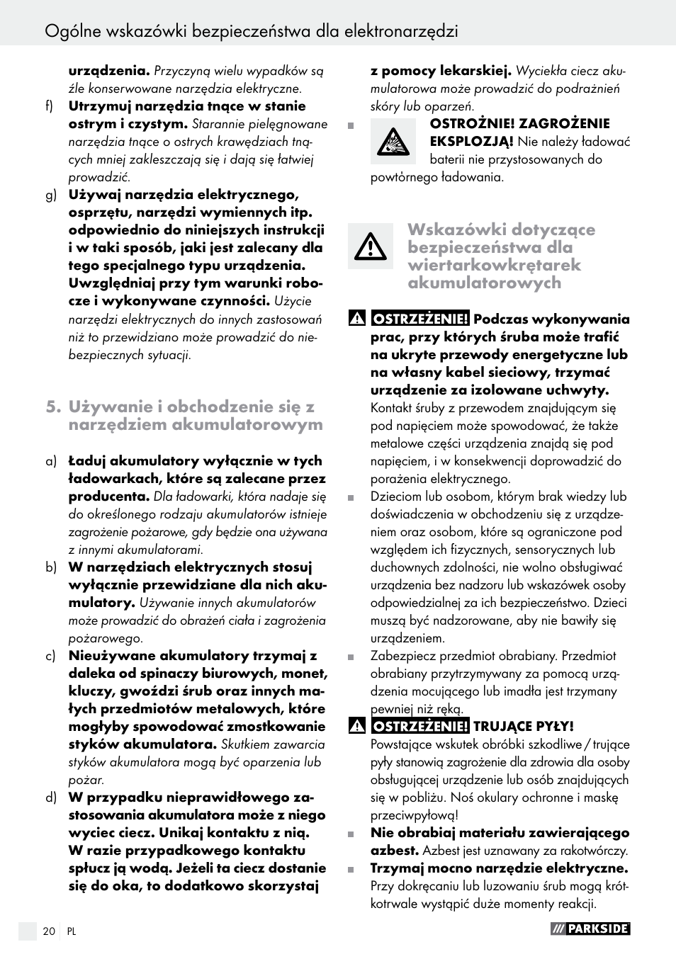 Parkside PABS 18-Li B2 User Manual | Page 20 / 82