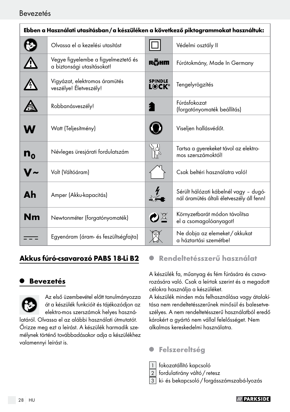 Bevezetés | Parkside PABS 18-Li B2 User Manual | Page 28 / 82