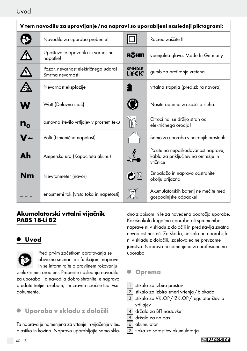 Uvod | Parkside PABS 18-Li B2 User Manual | Page 40 / 82