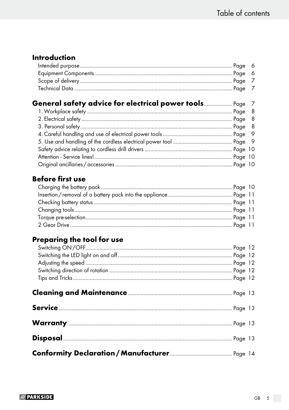 Parkside PABS 18-Li B2 User Manual | Page 5 / 82