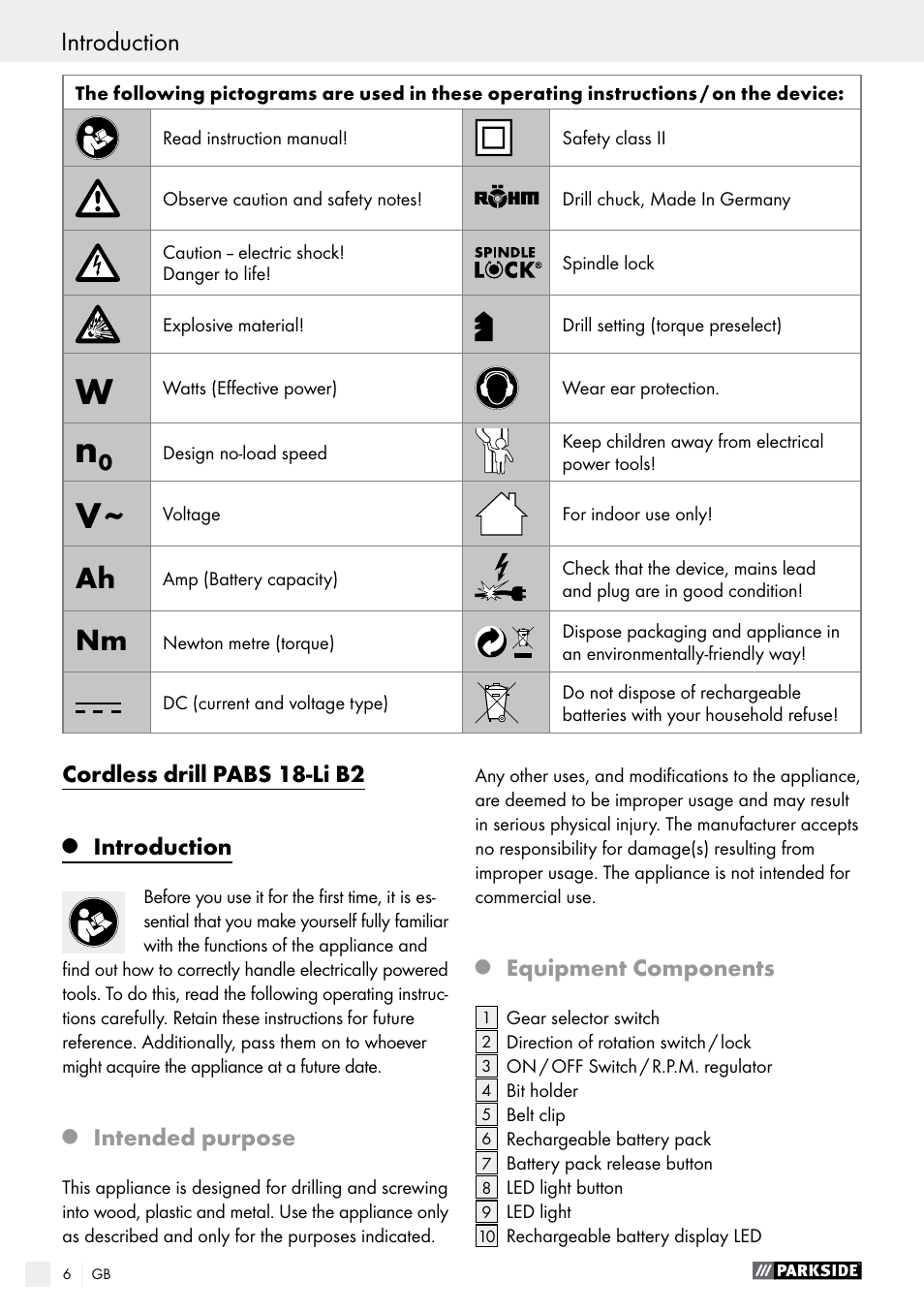 Parkside PABS 18-Li B2 User Manual | Page 6 / 82