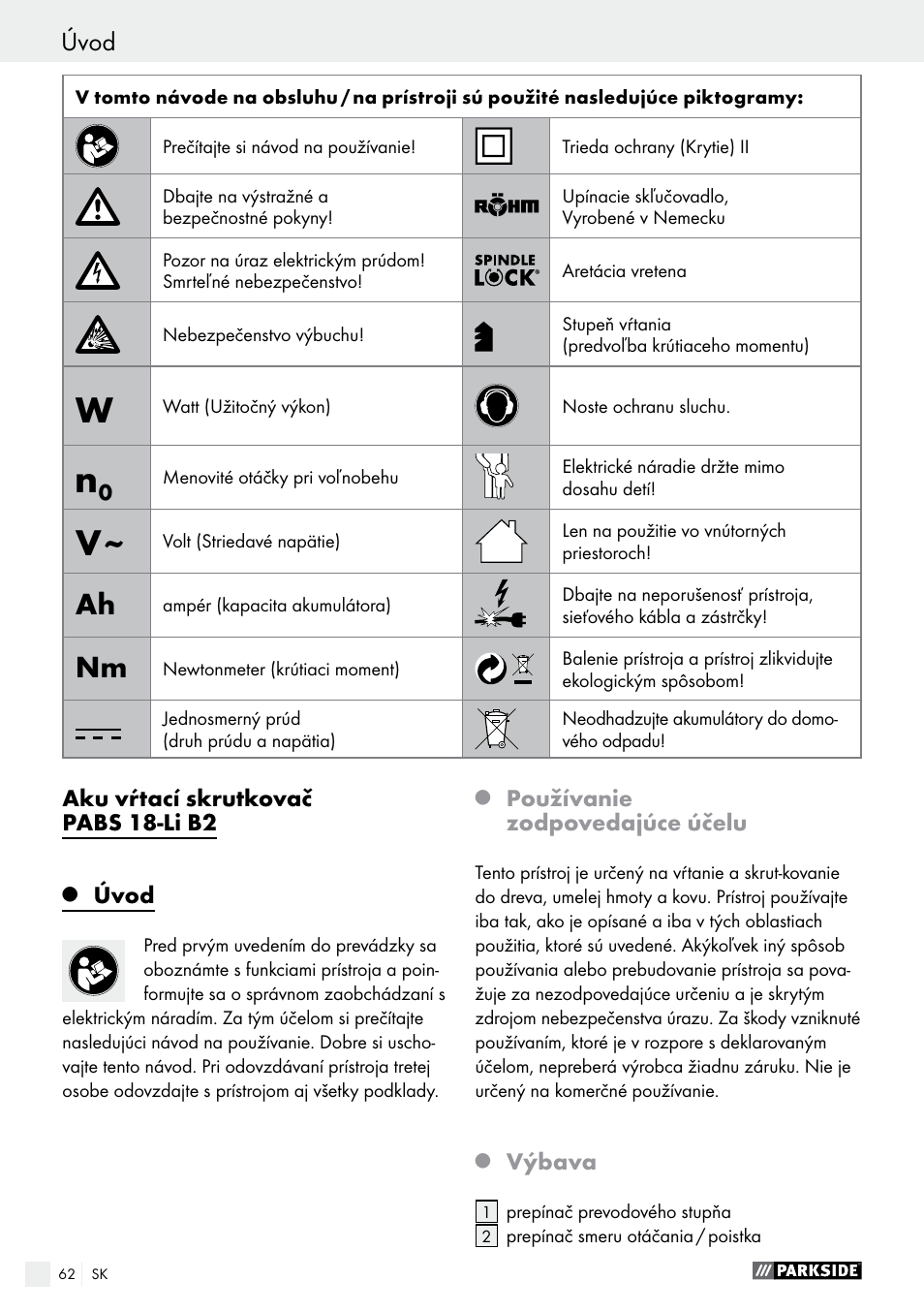 Úvod | Parkside PABS 18-Li B2 User Manual | Page 62 / 82