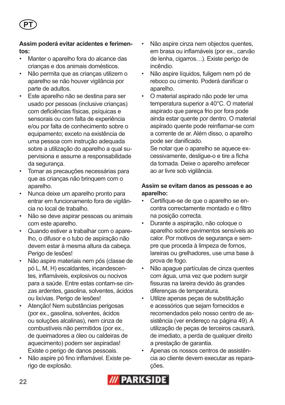 Parkside PAS 500 B1 User Manual | Page 22 / 50