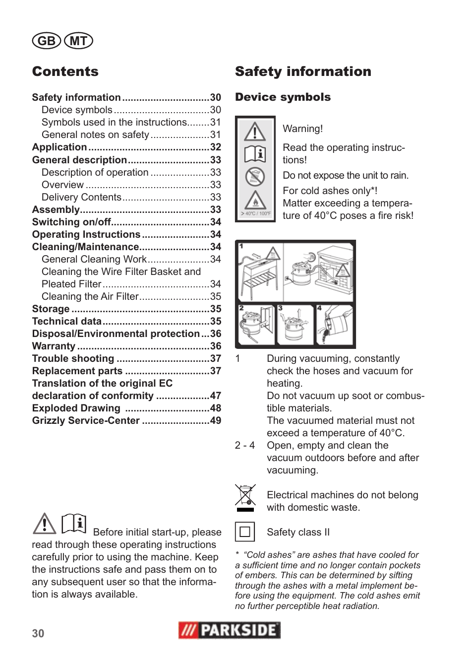 Parkside PAS 500 B1 User Manual | Page 30 / 50