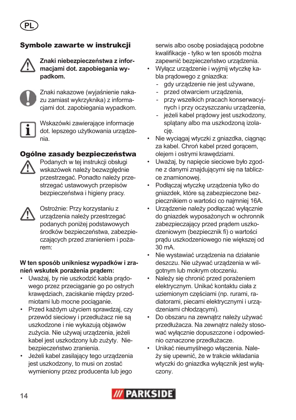 Parkside PAS 500 B1 User Manual | Page 14 / 70