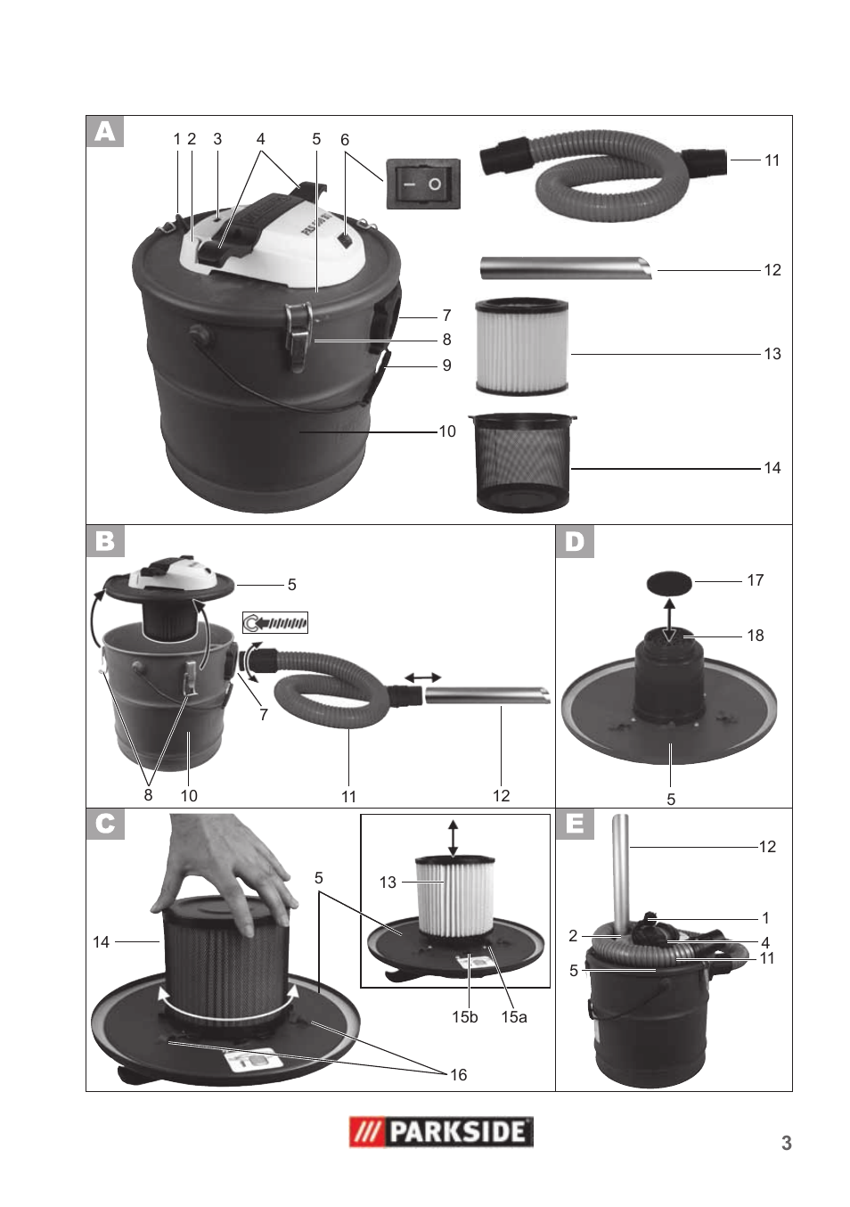 Parkside PAS 500 B1 User Manual | Page 3 / 70