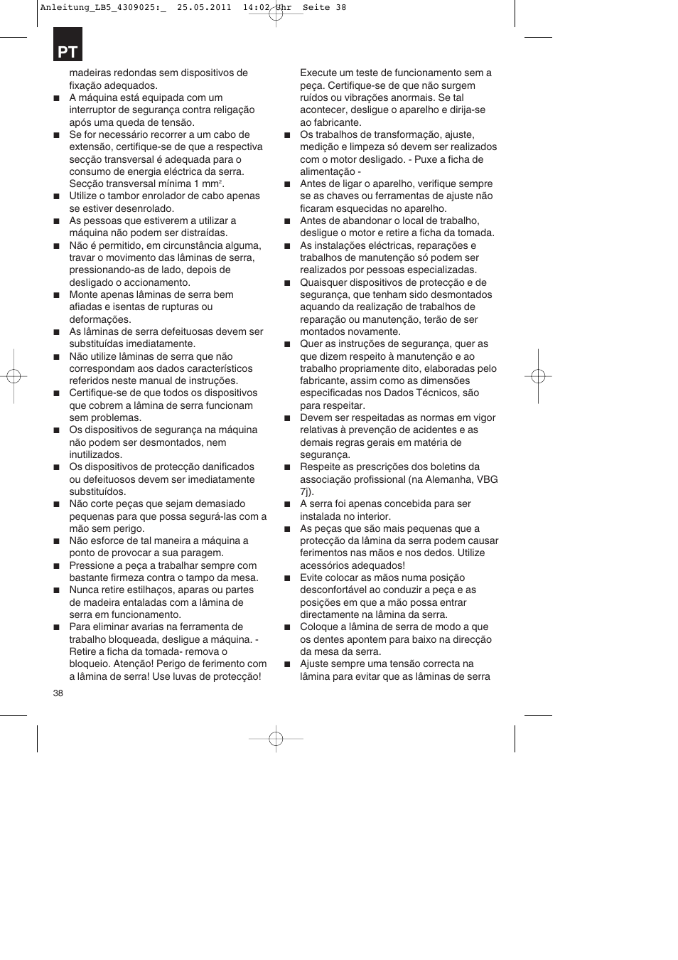 Parkside PDKs 120 A2 User Manual | Page 38 / 76