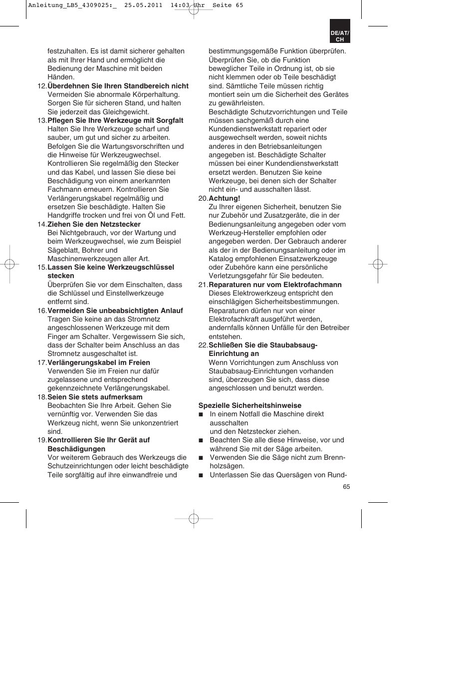 Parkside PDKs 120 A2 User Manual | Page 65 / 76