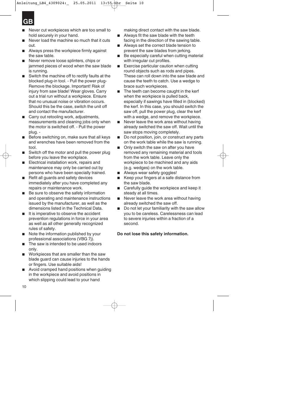 Parkside PDKs 120 A2 User Manual | Page 10 / 108