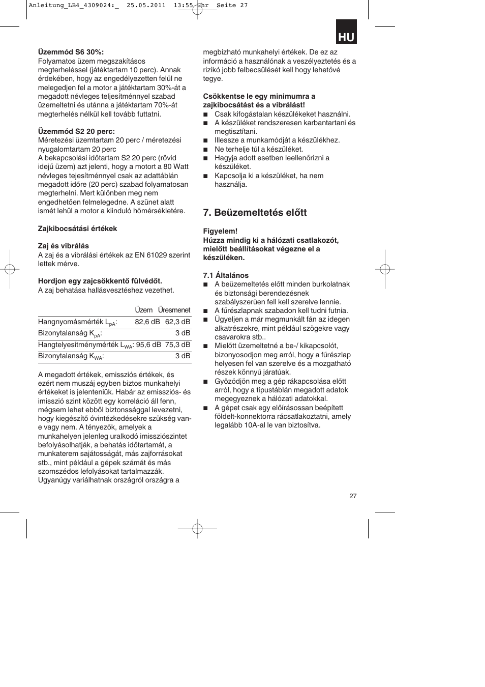 Beüzemeltetés előtt | Parkside PDKs 120 A2 User Manual | Page 27 / 108