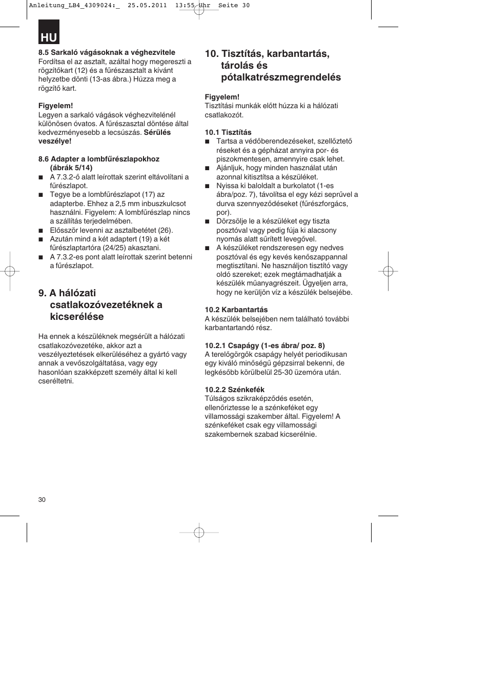 A hálózati csatlakozóvezetéknek a kicserélése | Parkside PDKs 120 A2 User Manual | Page 30 / 108