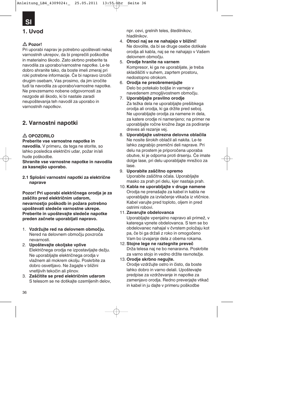 Uvod, Varnostni napotki | Parkside PDKs 120 A2 User Manual | Page 36 / 108