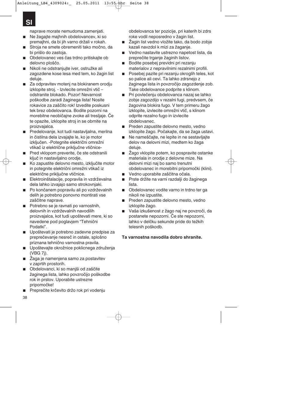 Parkside PDKs 120 A2 User Manual | Page 38 / 108