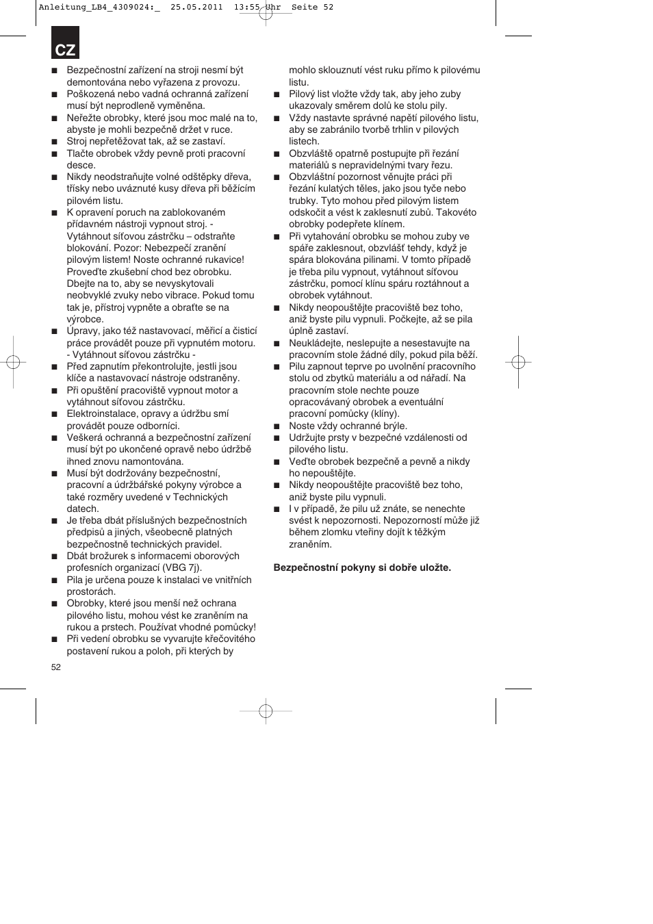 Parkside PDKs 120 A2 User Manual | Page 52 / 108