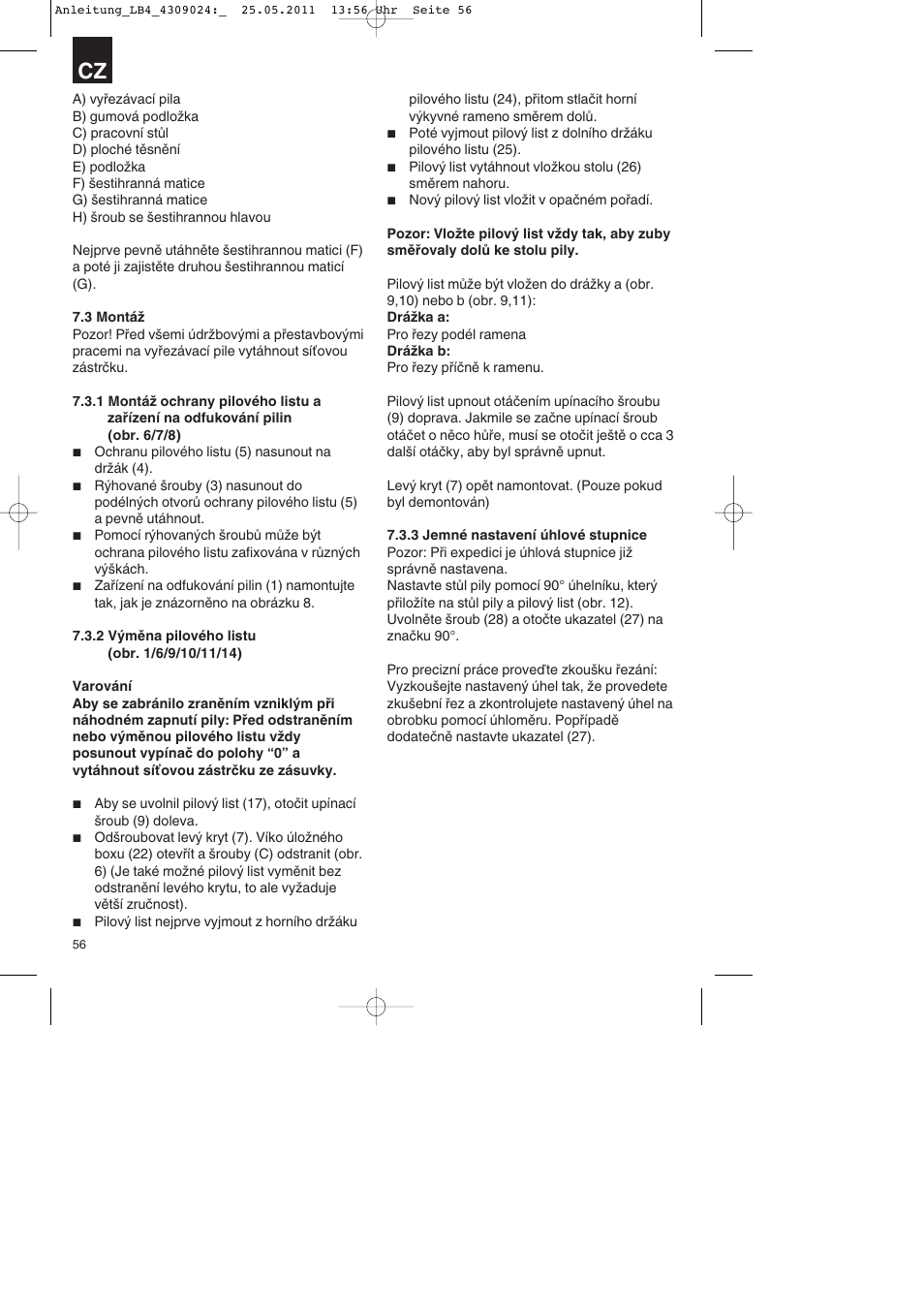Parkside PDKs 120 A2 User Manual | Page 56 / 108
