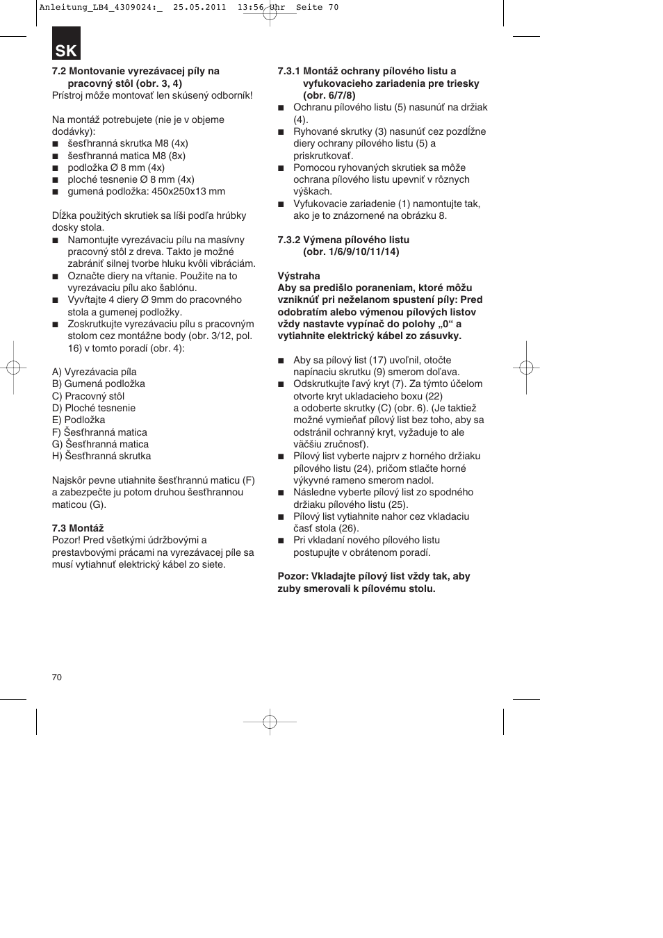 Parkside PDKs 120 A2 User Manual | Page 70 / 108