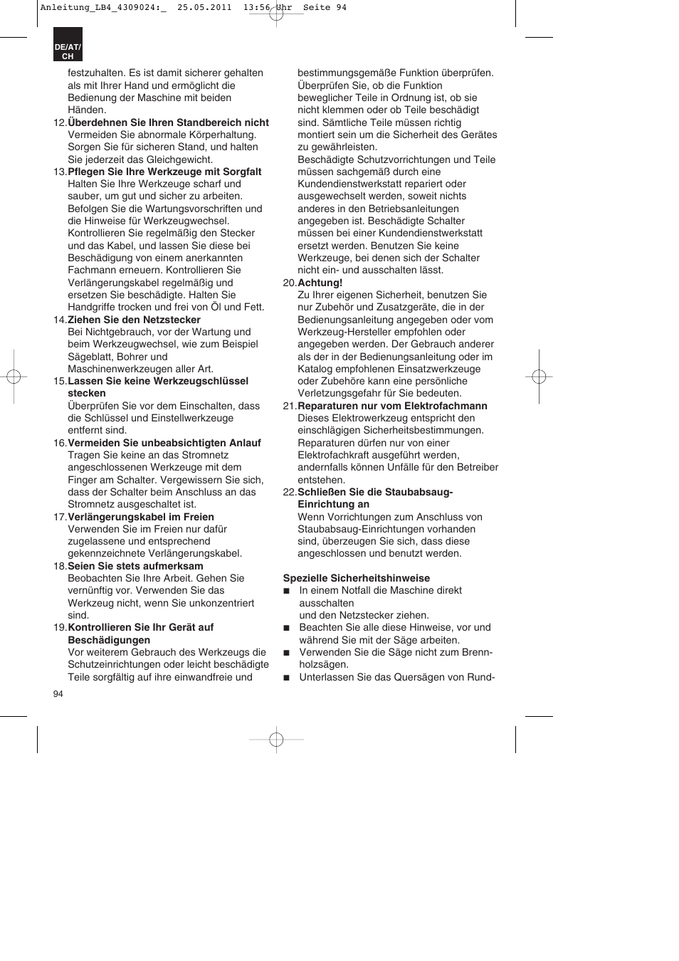 Parkside PDKs 120 A2 User Manual | Page 94 / 108
