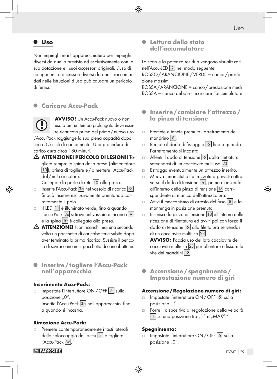 Caricare accu-pack, Inserire / togliere l’accu-pack nell’apparecchio, Lettura dello stato dell’accumulatore | Parkside PFBS 9.6 A1 User Manual | Page 29 / 75