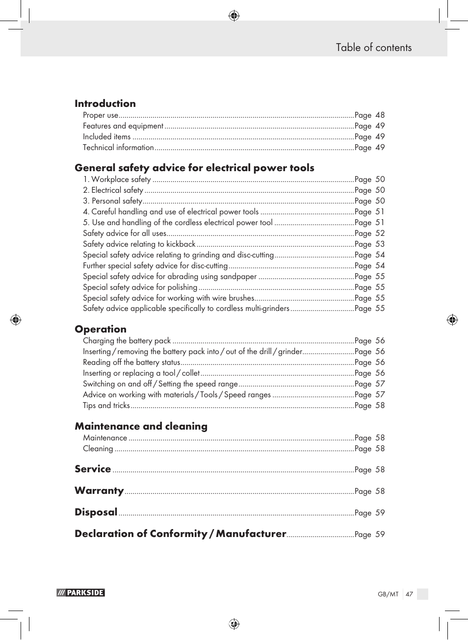 Parkside PFBS 9.6 A1 User Manual | Page 47 / 75