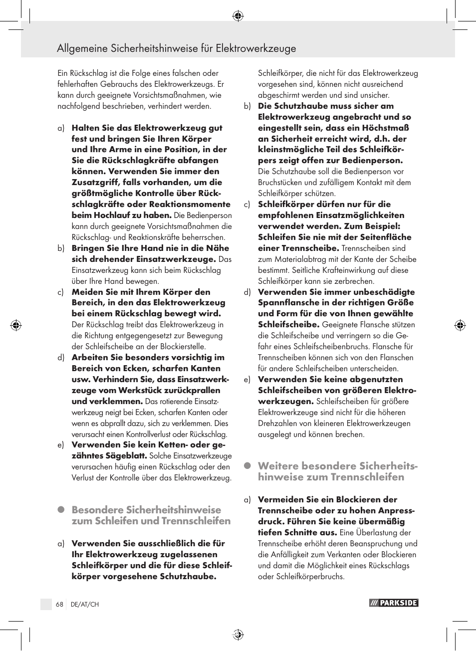 Parkside PFBS 9.6 A1 User Manual | Page 68 / 75