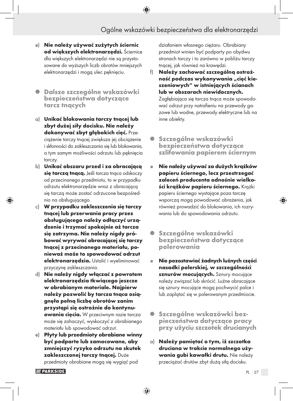 Parkside PFBS 9.6 A1 User Manual | Page 27 / 103