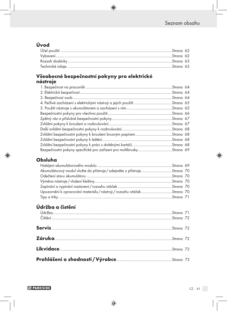 Parkside PFBS 9.6 A1 User Manual | Page 61 / 103