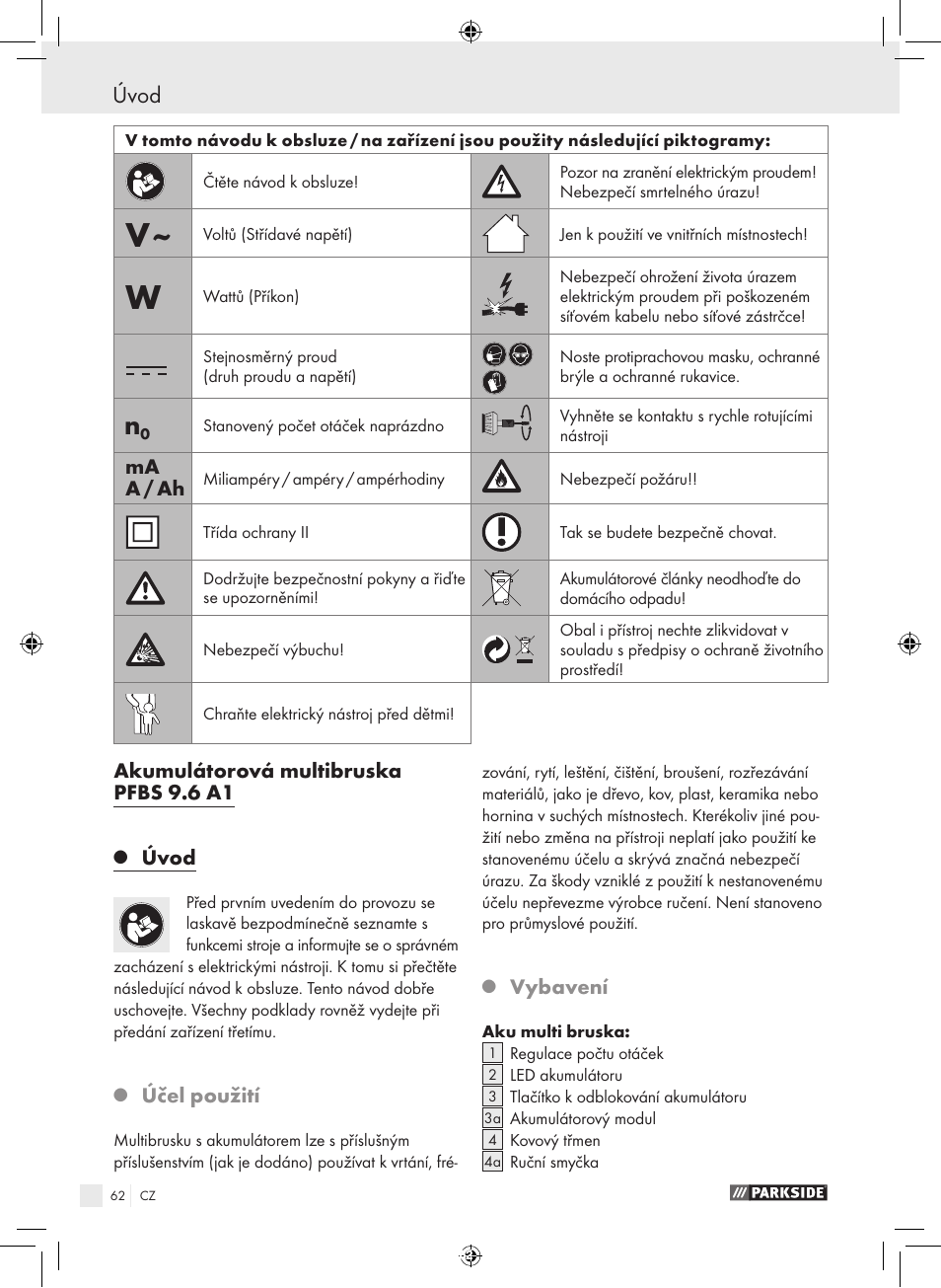 Úvod | Parkside PFBS 9.6 A1 User Manual | Page 62 / 103