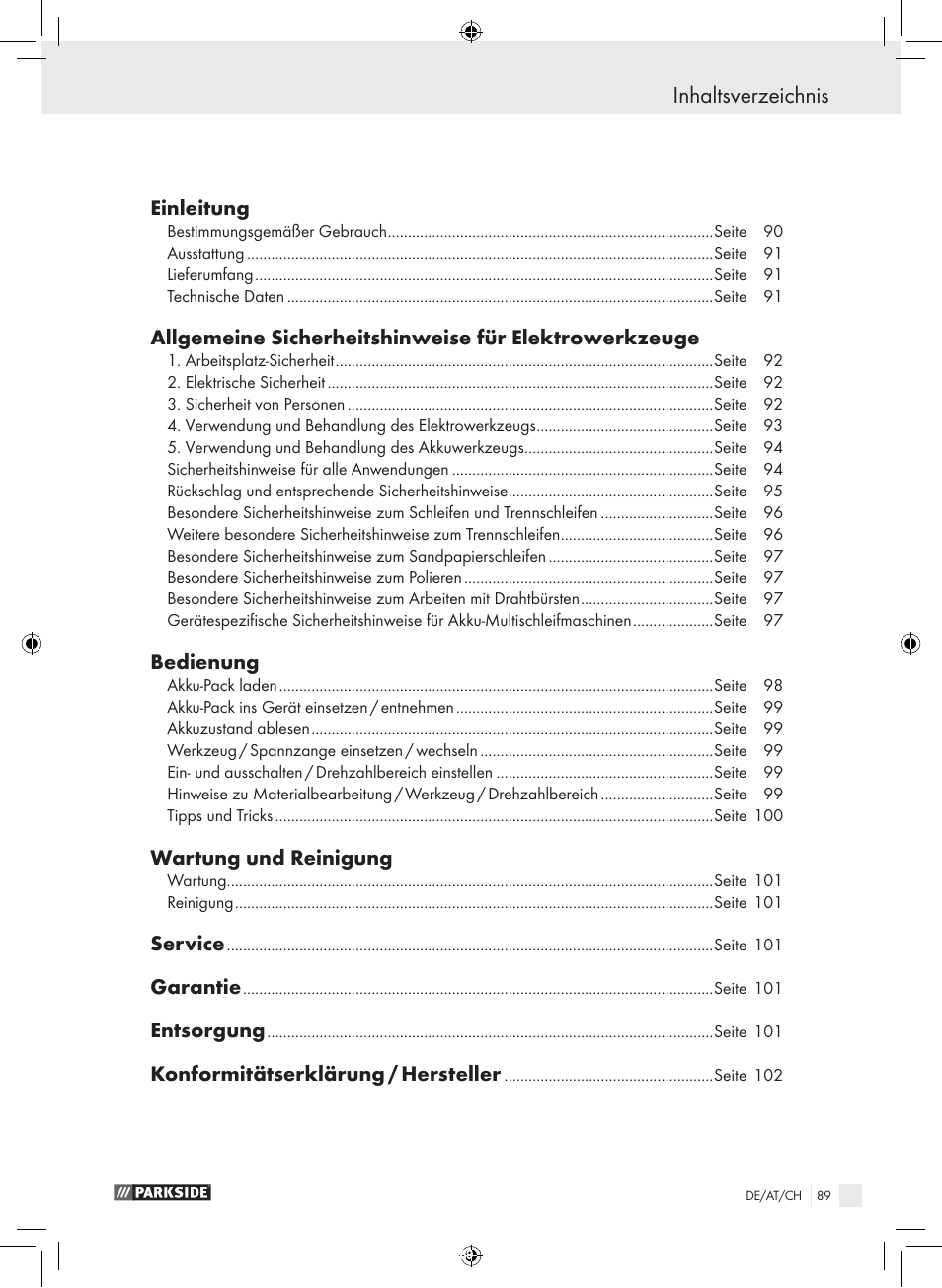 Parkside PFBS 9.6 A1 User Manual | Page 89 / 103