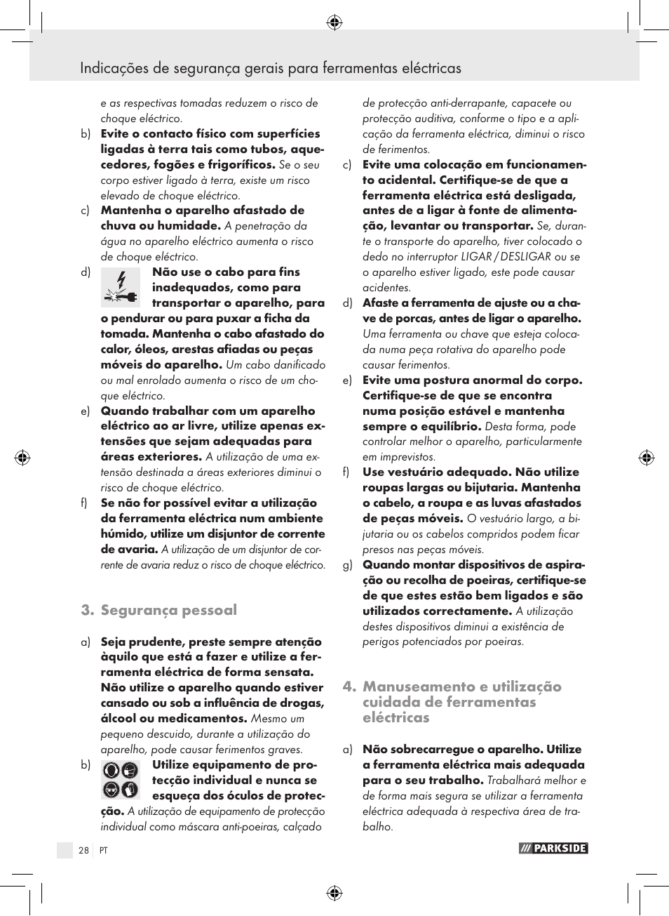 Segurança pessoal | Parkside PBS 600 A1 User Manual | Page 28 / 55