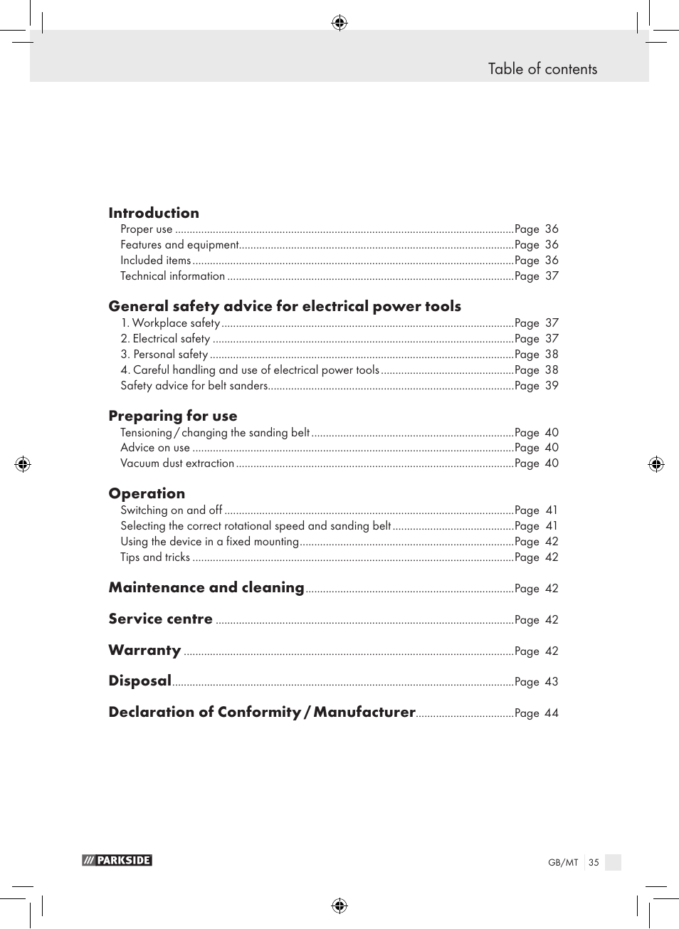 Parkside PBS 600 A1 User Manual | Page 35 / 55