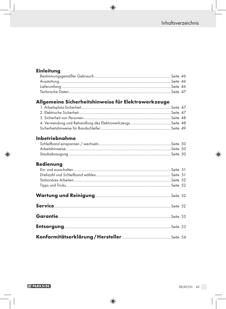 Parkside PBS 600 A1 User Manual | Page 45 / 55