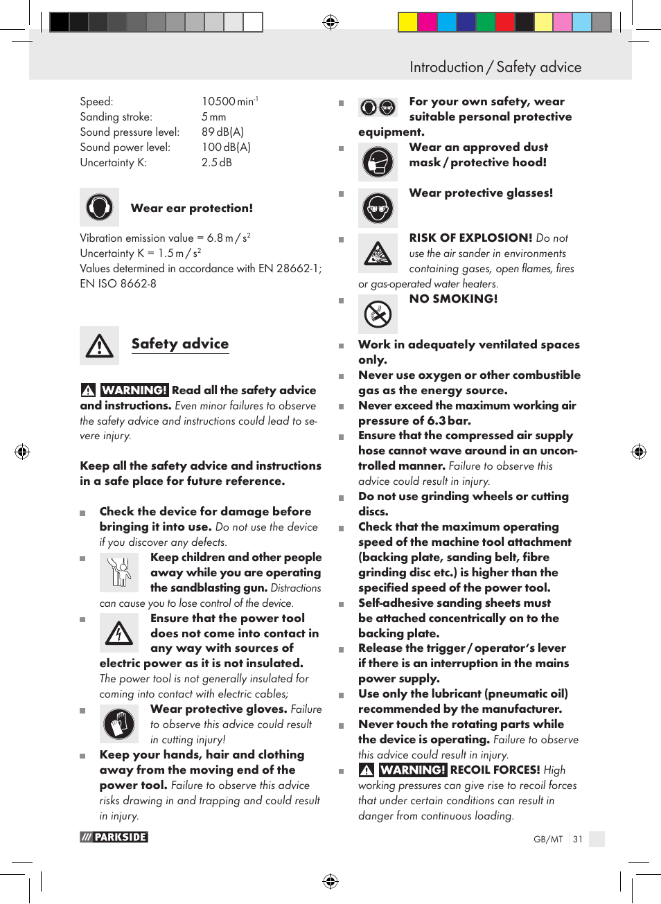 Introduction / safety advice, Safety advice | Parkside PDEXS 150 A1 User Manual | Page 31 / 45