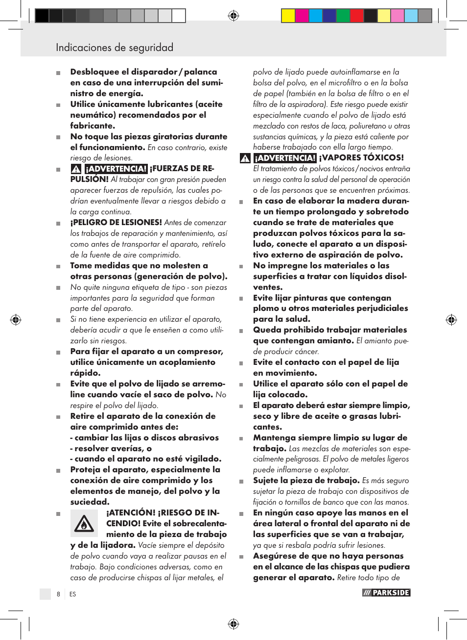Indicaciones de seguridad | Parkside PDEXS 150 A1 User Manual | Page 8 / 45