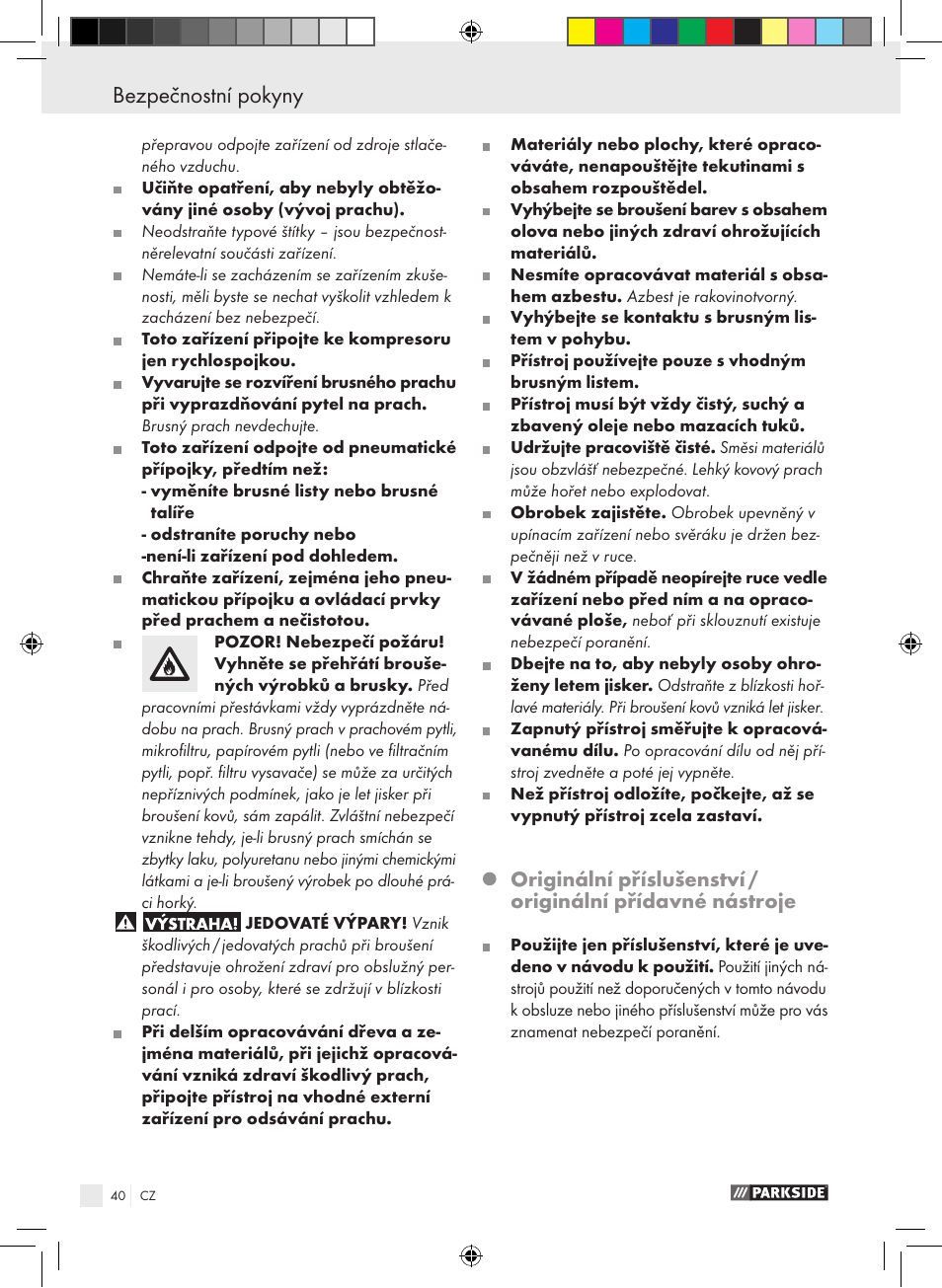 Bezpečnostní pokyny | Parkside PDEXS 150 A1 User Manual | Page 40 / 61