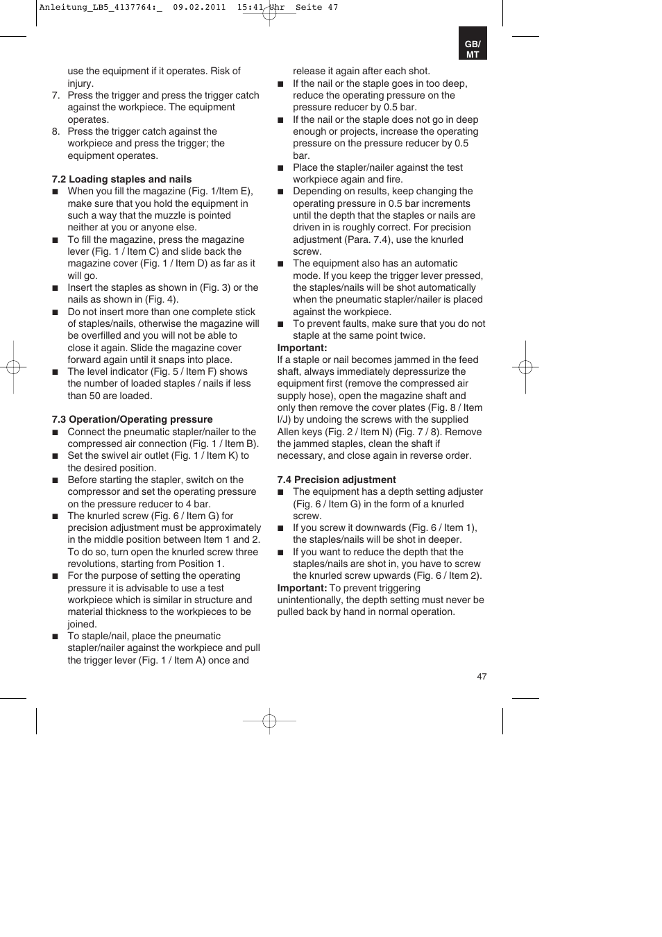 Parkside PDT 40 A1 User Manual | Page 47 / 68