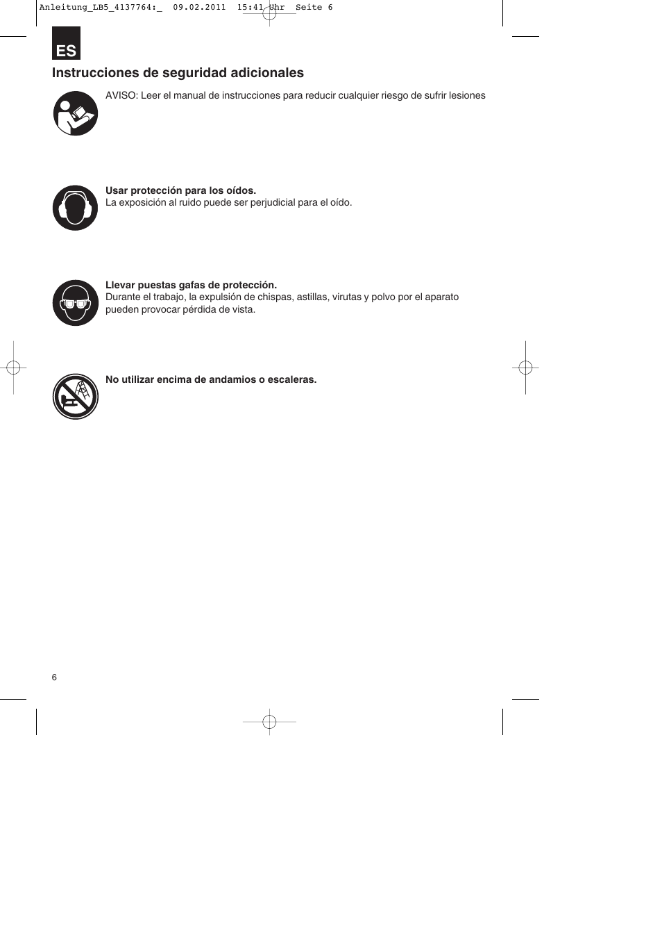 Instrucciones de seguridad adicionales | Parkside PDT 40 A1 User Manual | Page 6 / 68