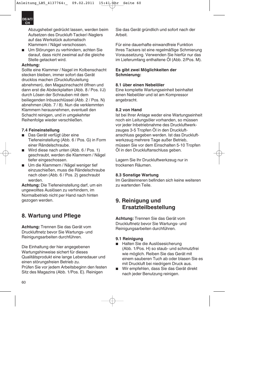 Wartung und pflege, Reinigung und ersatzteilbestellung | Parkside PDT 40 A1 User Manual | Page 60 / 68