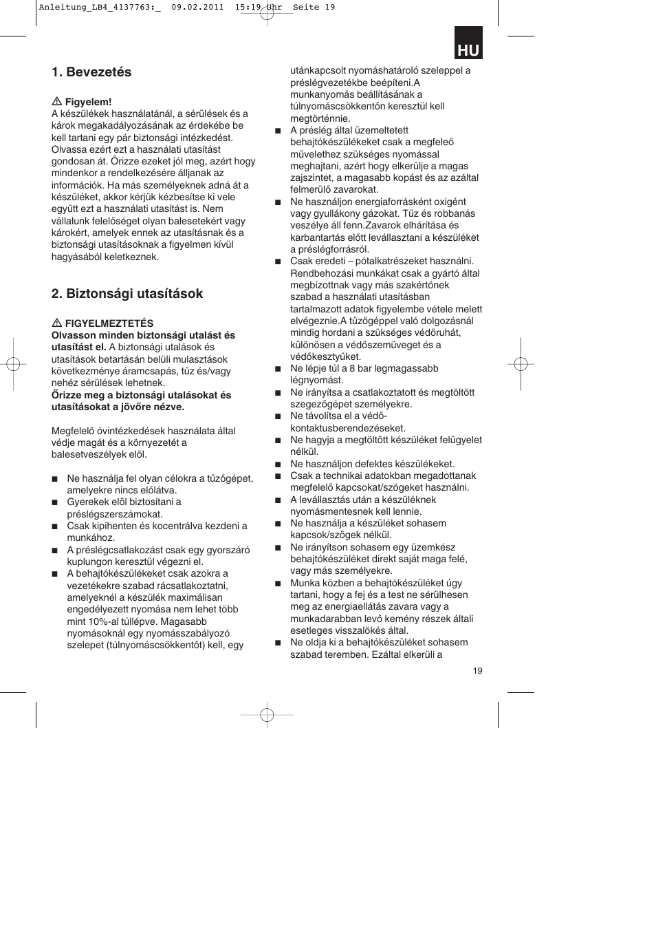 Bevezetés, Biztonsági utasítások | Parkside PDT 40 A1 User Manual | Page 19 / 92